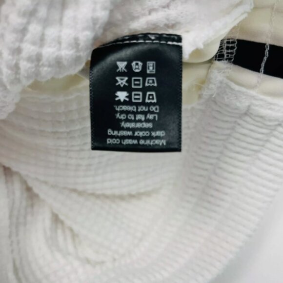 Norma Kamali White Waffle Knit Track Pants Side Stripe - Picture 10 of 15